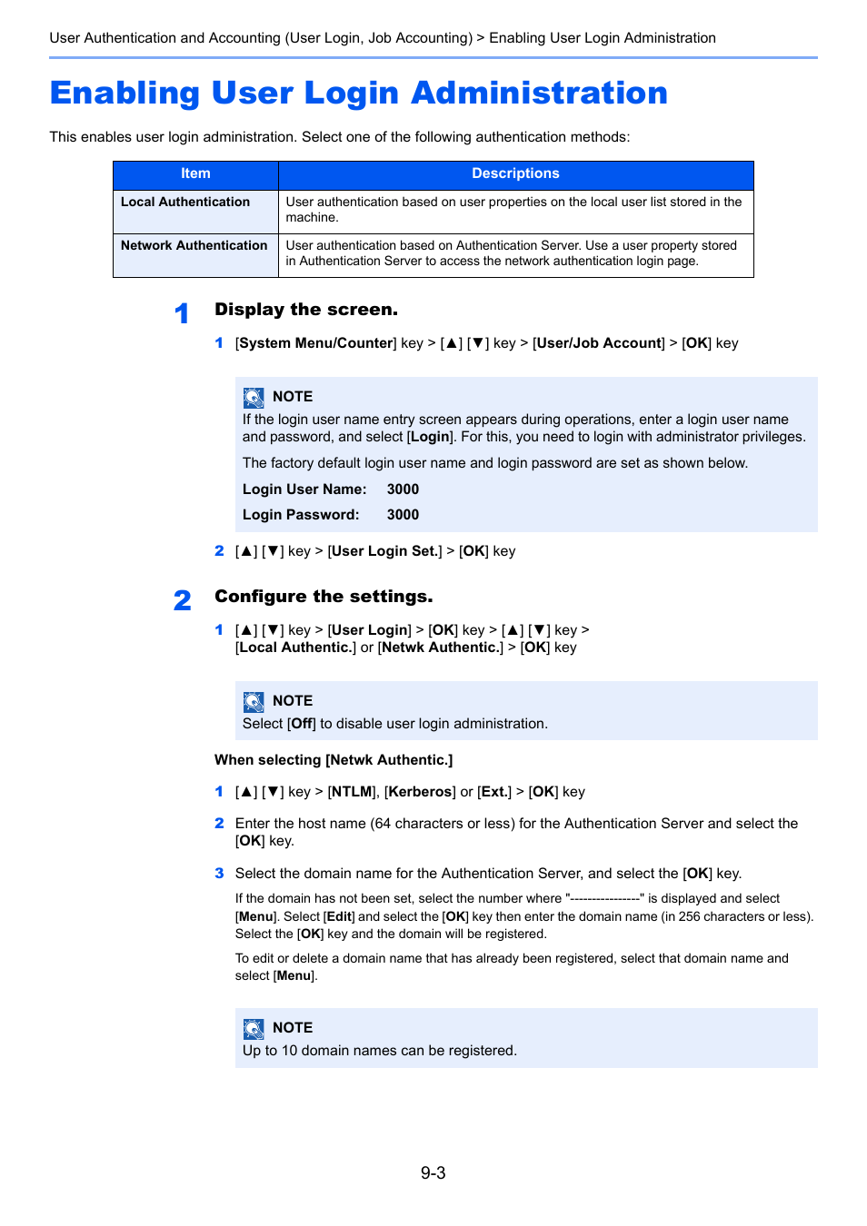Enabling user login administration, Enabling user login administration -3 | TA Triumph-Adler P-C3060 MFP User Manual | Page 282 / 409