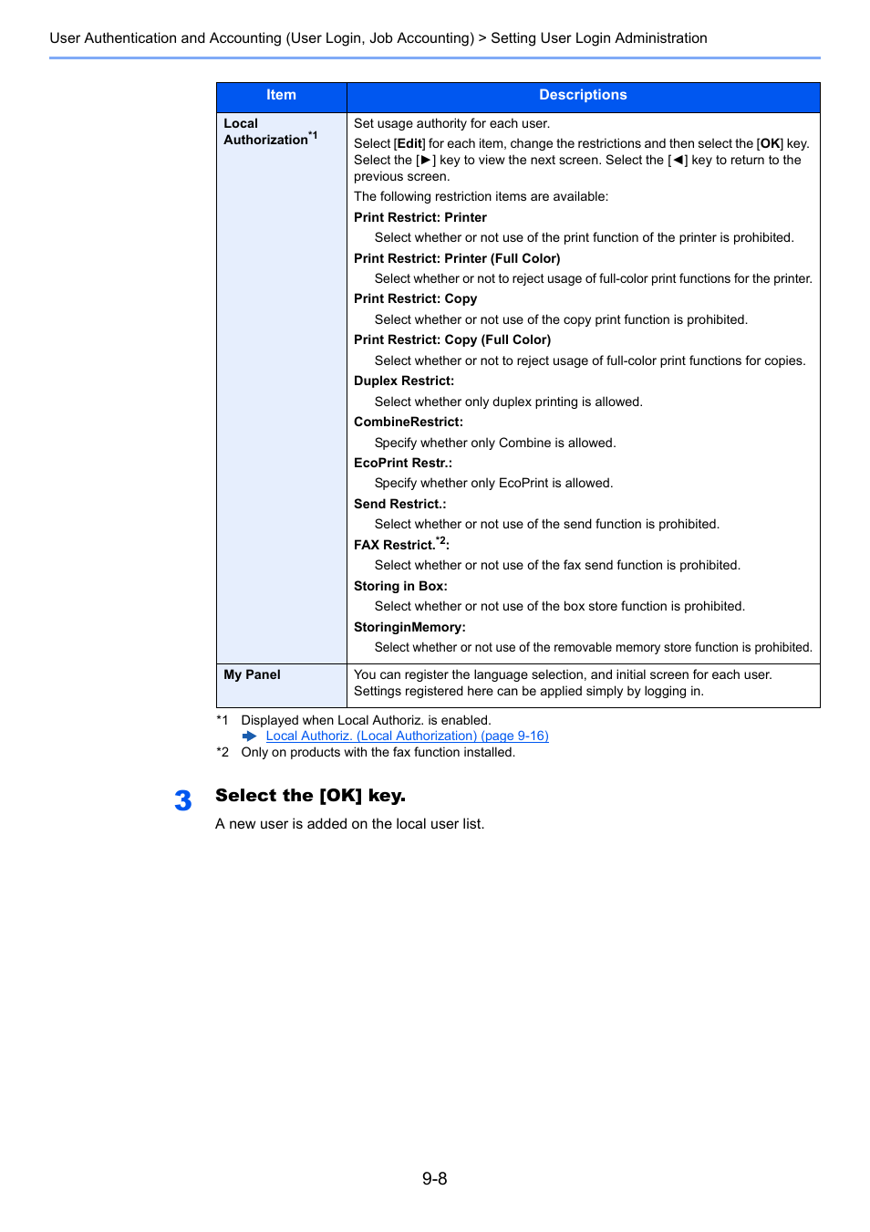 Select the [ok] key | TA Triumph-Adler P-C3060 MFP User Manual | Page 287 / 409