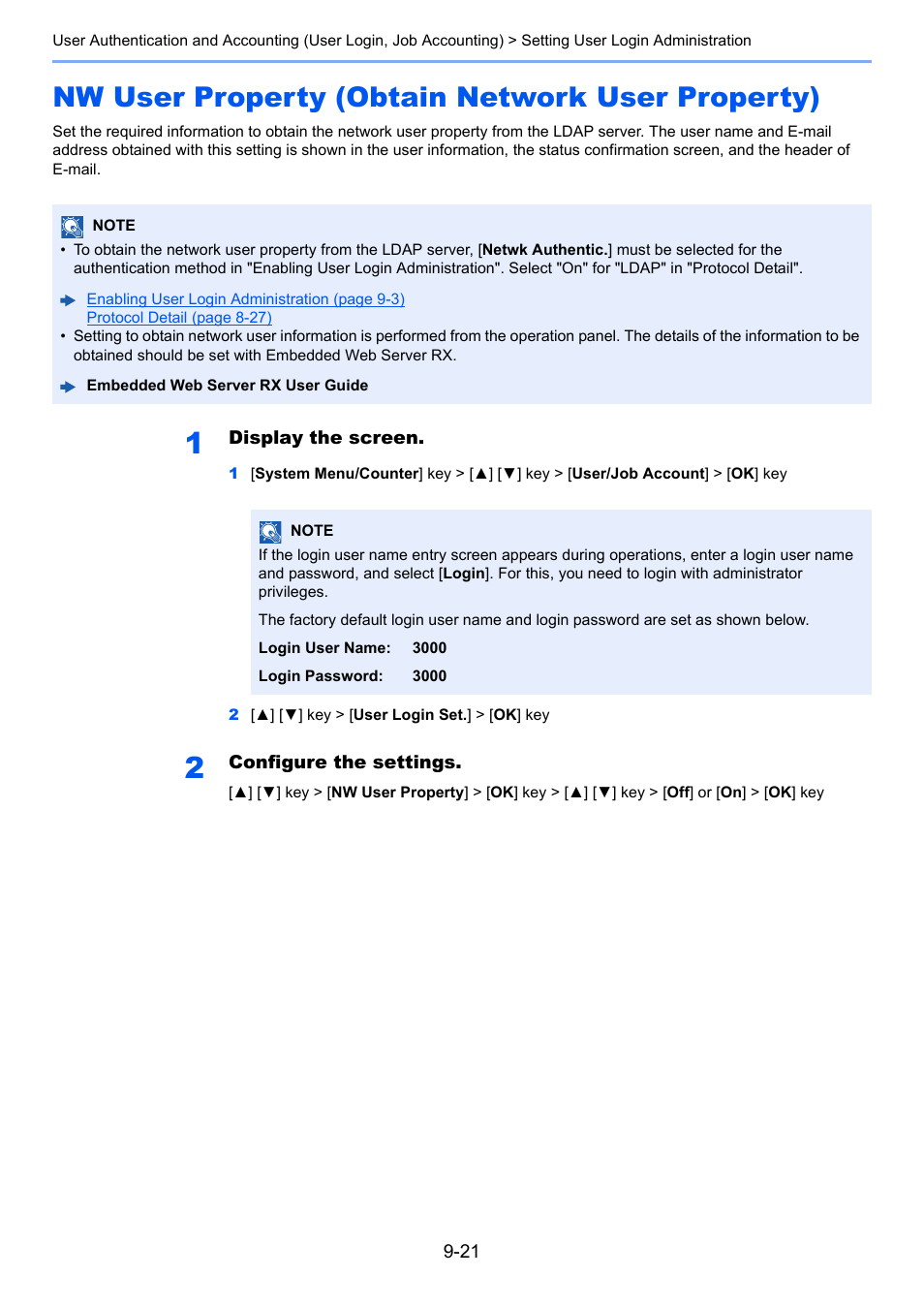 Nw user property (obtain network user property) | TA Triumph-Adler P-C3060 MFP User Manual | Page 300 / 409