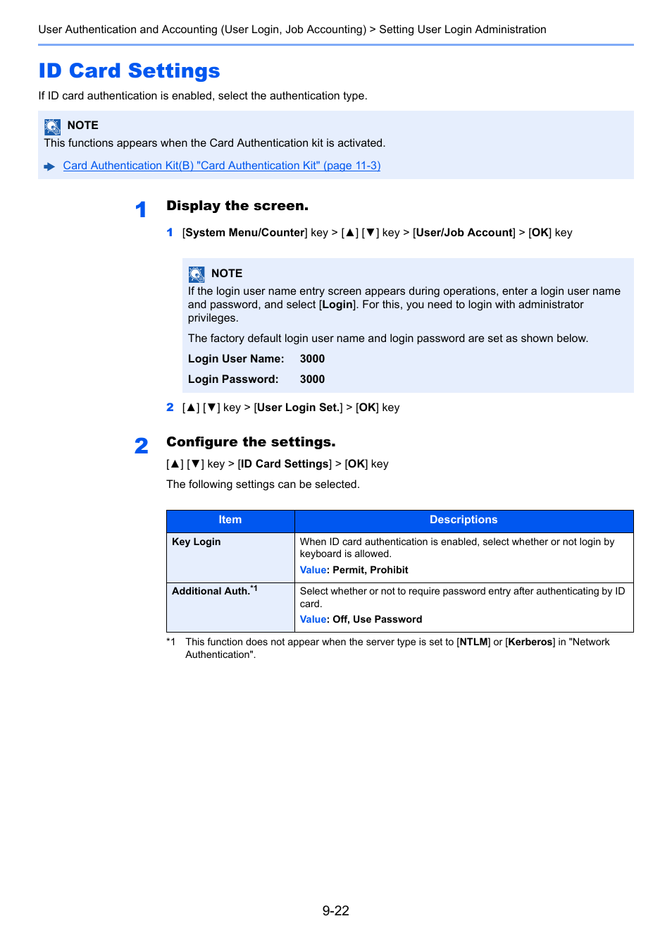 Id card settings, Id card settings -22 | TA Triumph-Adler P-C3060 MFP User Manual | Page 301 / 409