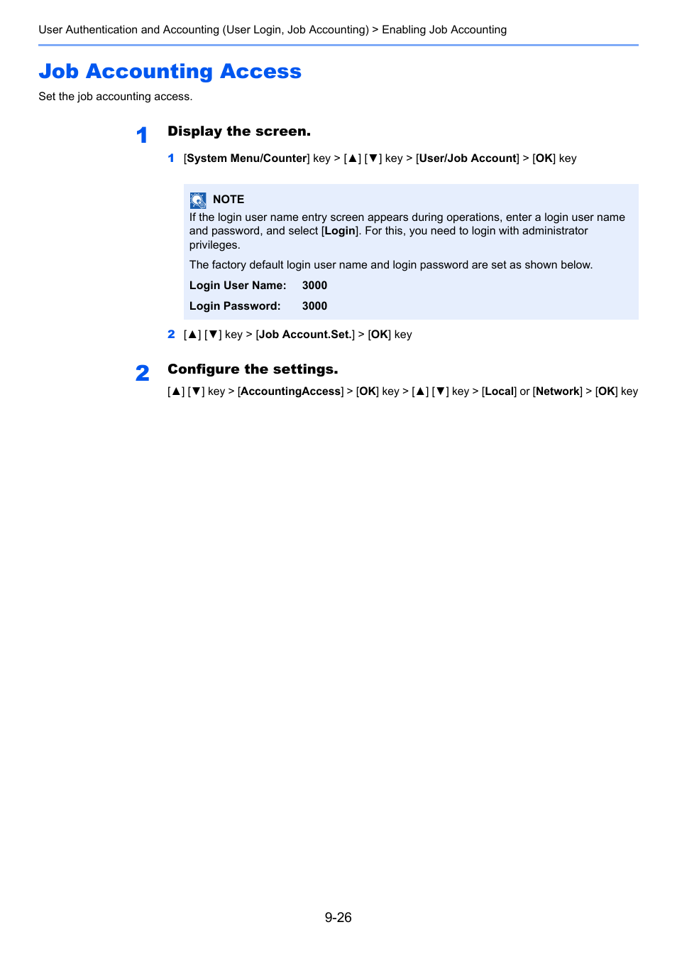 Job accounting access, Job accounting access -26 | TA Triumph-Adler P-C3060 MFP User Manual | Page 305 / 409