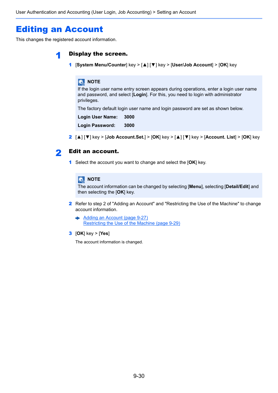 Editing an account, Editing an account -30 | TA Triumph-Adler P-C3060 MFP User Manual | Page 309 / 409