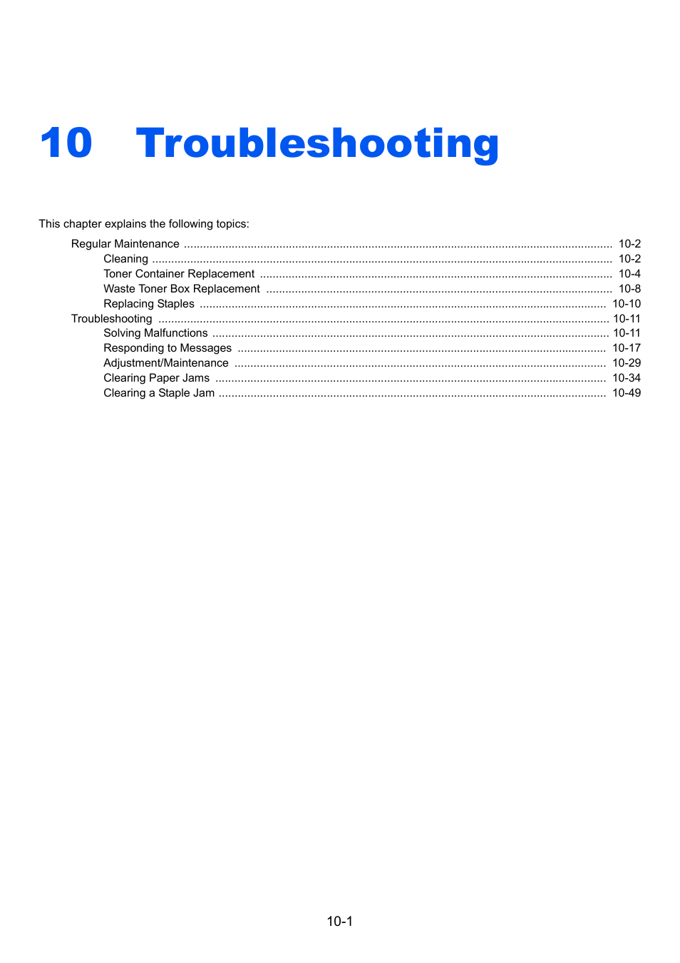 10 troubleshooting, Troubleshooting -1, Troubleshooting | TA Triumph-Adler P-C3060 MFP User Manual | Page 320 / 409