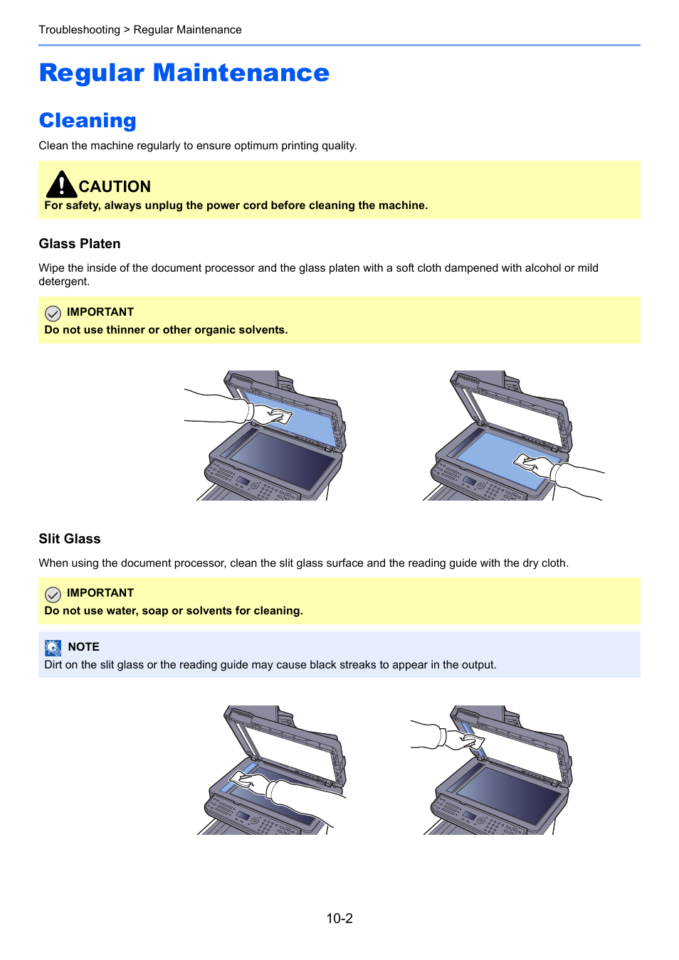 Regular maintenance, Cleaning, Regular maintenance -2 | Cleaning -2, Caution | TA Triumph-Adler P-C3060 MFP User Manual | Page 321 / 409