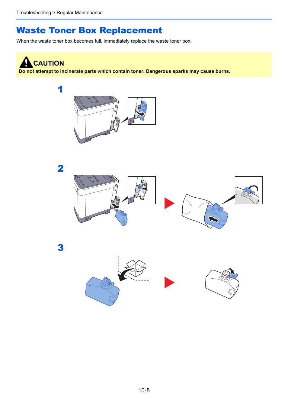 Waste toner box replacement, Waste toner box replacement -8 | TA Triumph-Adler P-C3060 MFP User Manual | Page 327 / 409