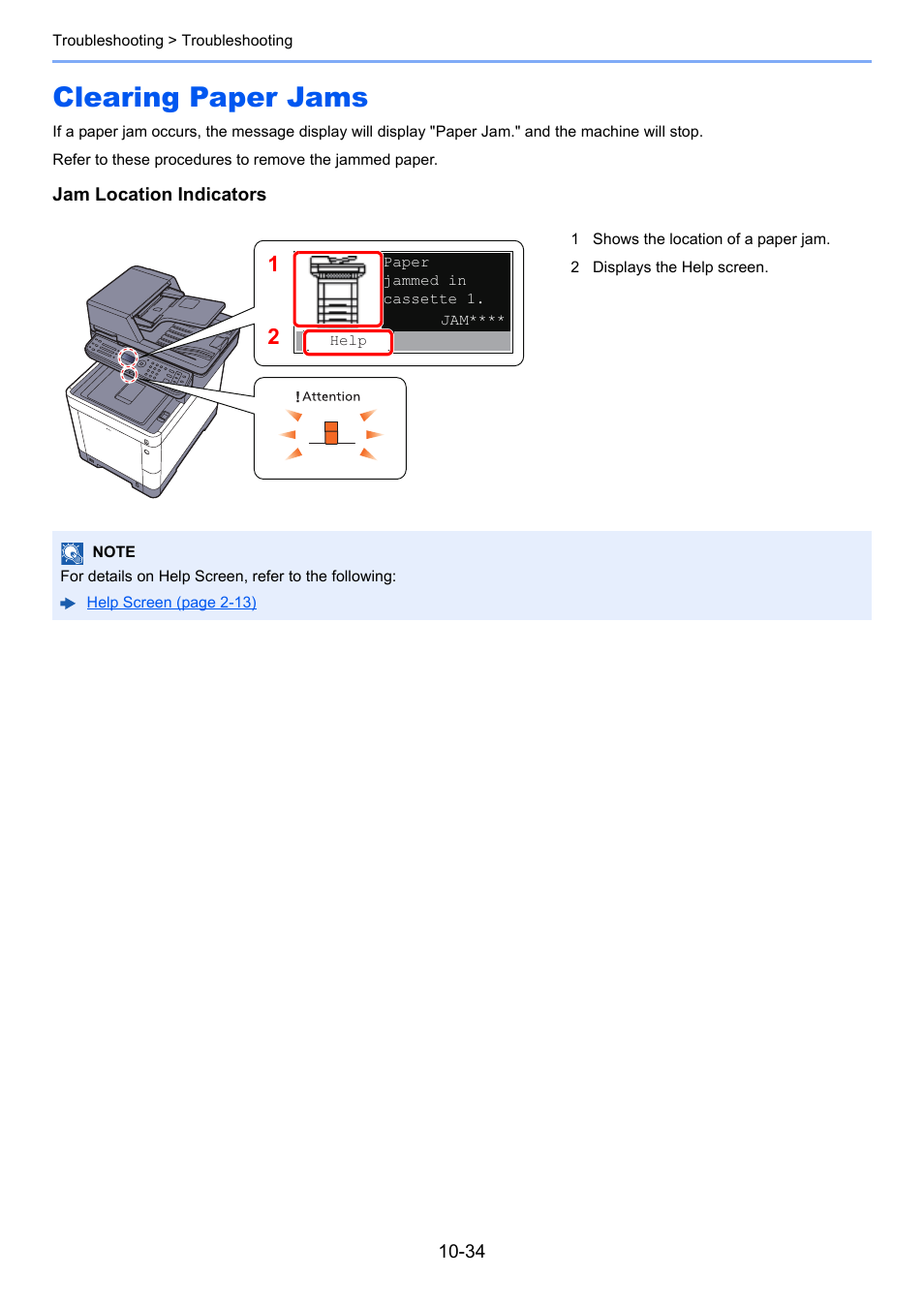 Clearing paper jams, Clearing paper jams -34 | TA Triumph-Adler P-C3060 MFP User Manual | Page 353 / 409