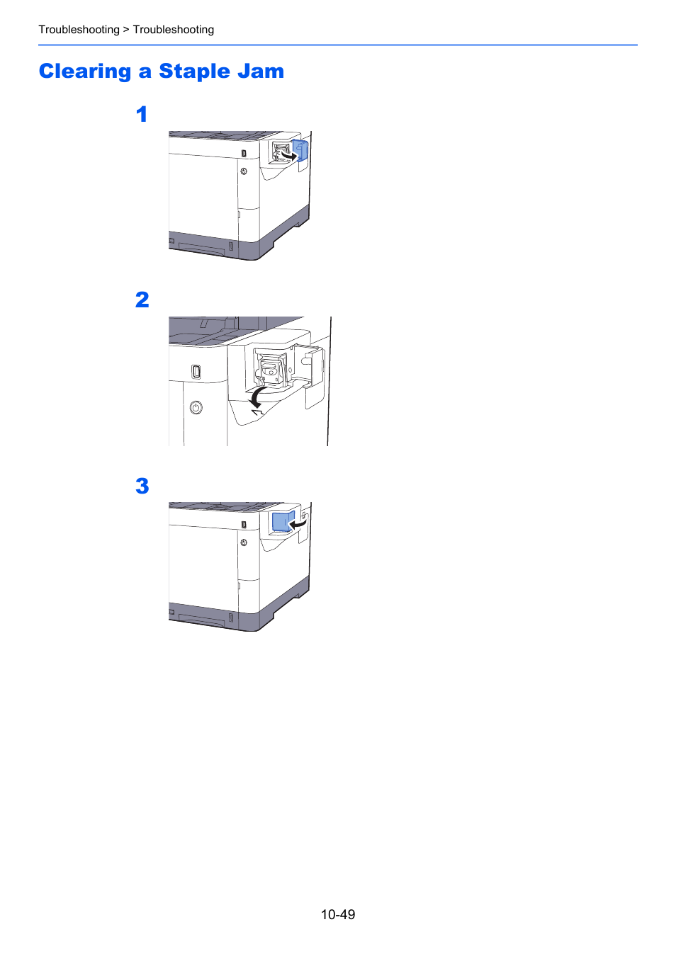 Clearing a staple jam, Clearing a staple jam -49 | TA Triumph-Adler P-C3060 MFP User Manual | Page 368 / 409