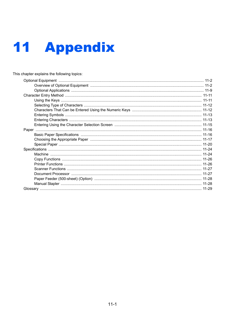 11 appendix, Appendix -1, Appendix | TA Triumph-Adler P-C3060 MFP User Manual | Page 369 / 409