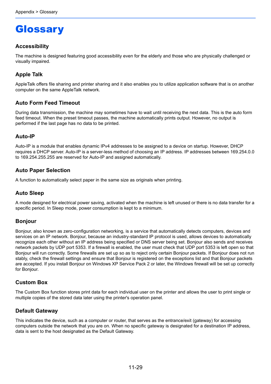 Glossary, Glossary -29 | TA Triumph-Adler P-C3060 MFP User Manual | Page 397 / 409