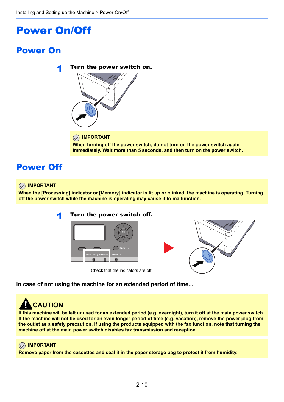 Power on/off, Power on, Power off | Power on/off -10, Power on -10 power off -10 | TA Triumph-Adler P-C3060 MFP User Manual | Page 55 / 409