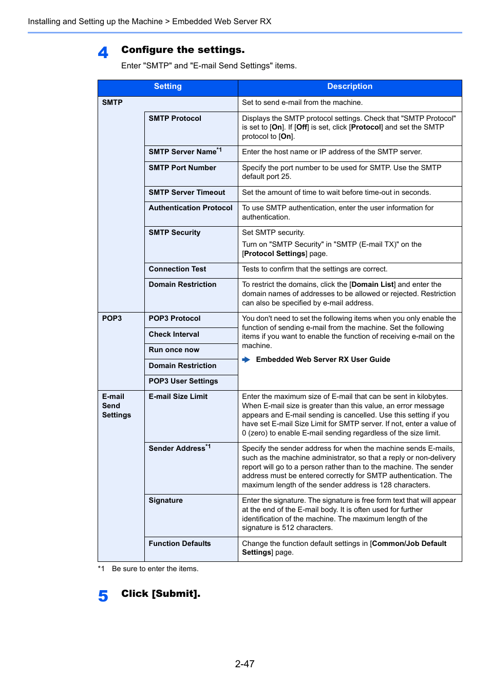 Configure the settings, Click [submit | TA Triumph-Adler P-C3060 MFP User Manual | Page 92 / 409