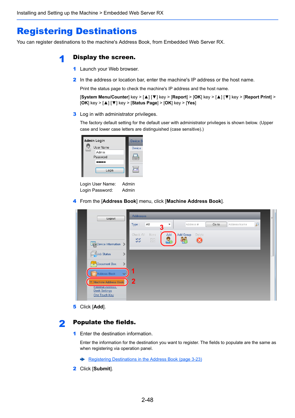 Registering destinations, Registering destinations -48 | TA Triumph-Adler P-C3060 MFP User Manual | Page 93 / 409