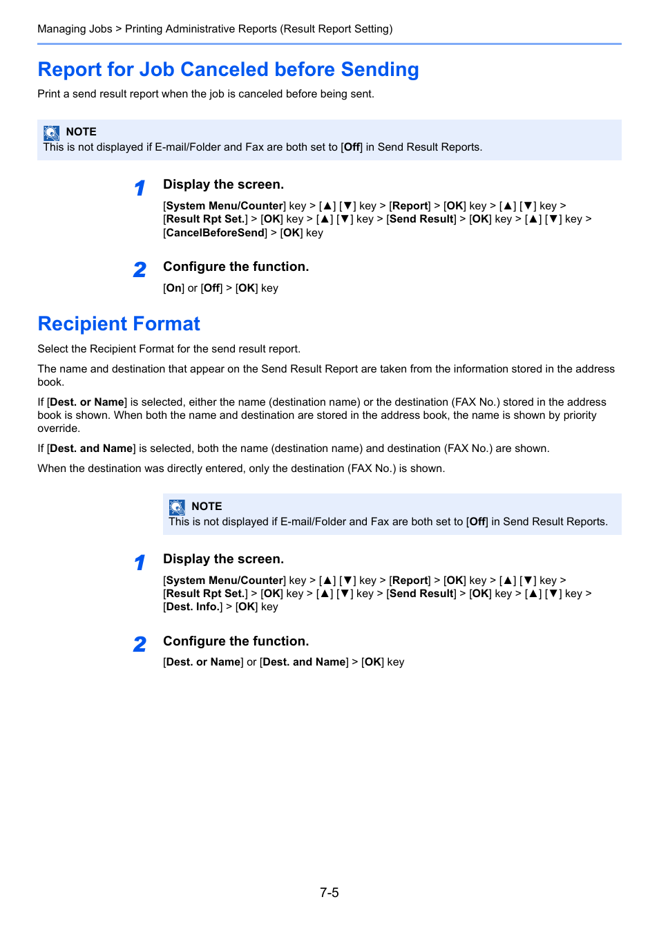 Report for job canceled before sending, Recipient format, Report for job canceled before sending -5 | TA Triumph-Adler P-C3065 MFP User Manual | Page 131 / 184