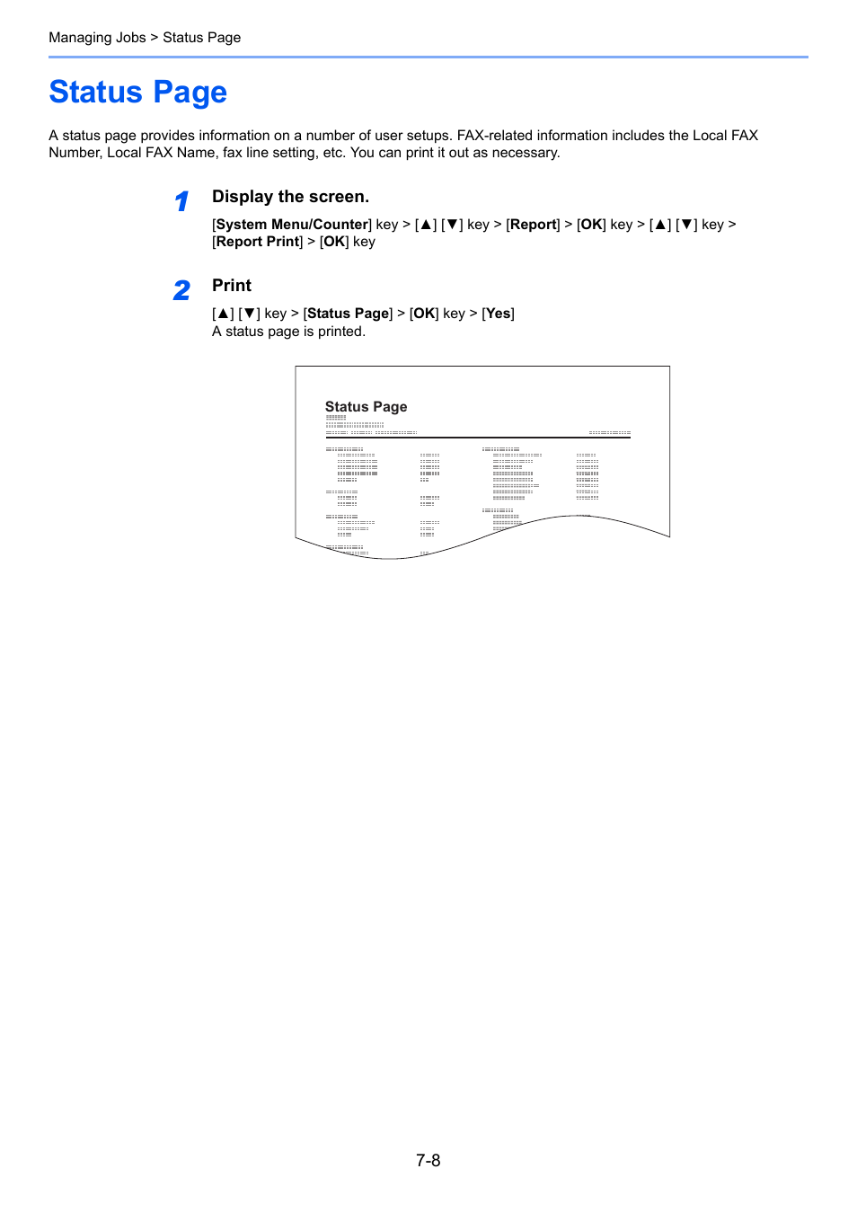 Status page | TA Triumph-Adler P-C3065 MFP User Manual | Page 134 / 184