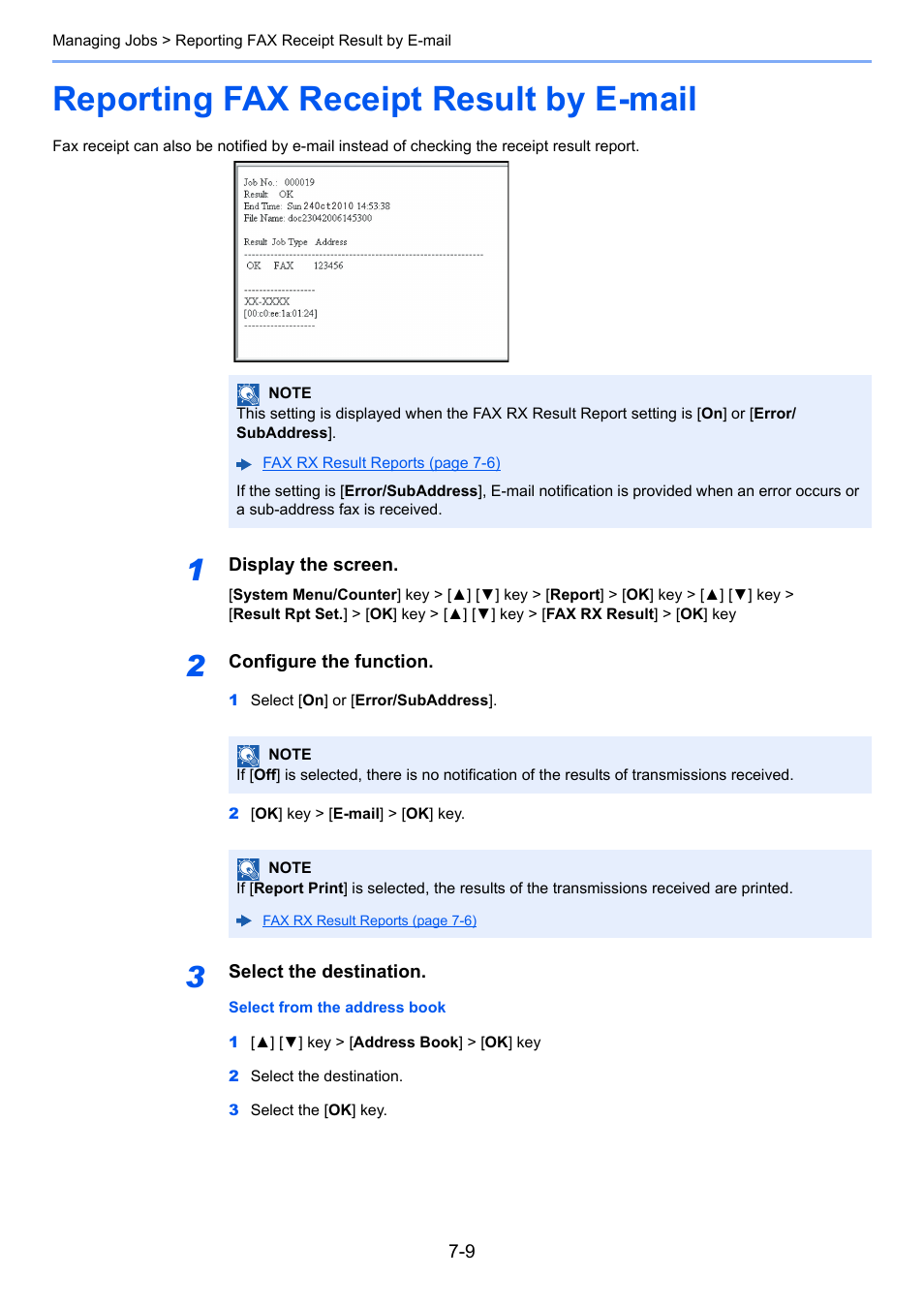 Reporting fax receipt result by e-mail, Reporting fax receipt result by e-mail -9 | TA Triumph-Adler P-C3065 MFP User Manual | Page 135 / 184