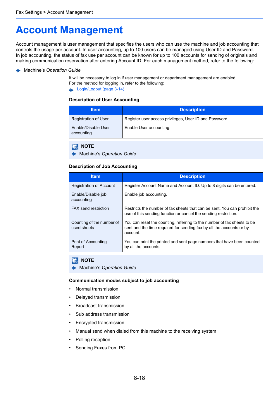 Account management, Account management -18 | TA Triumph-Adler P-C3065 MFP User Manual | Page 155 / 184