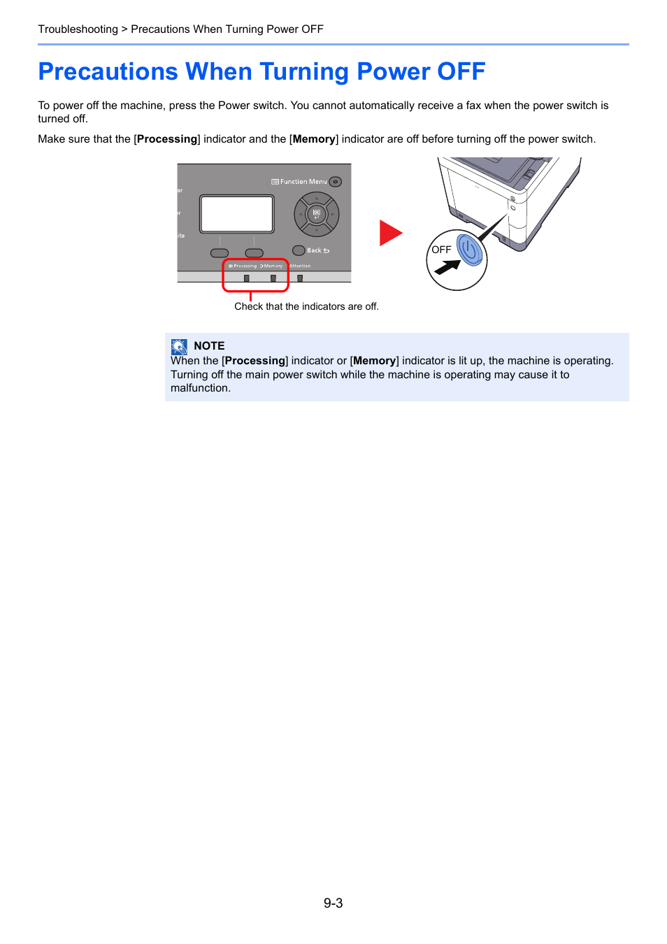 Precautions when turning power off, Precautions when turning power off -3 | TA Triumph-Adler P-C3065 MFP User Manual | Page 159 / 184