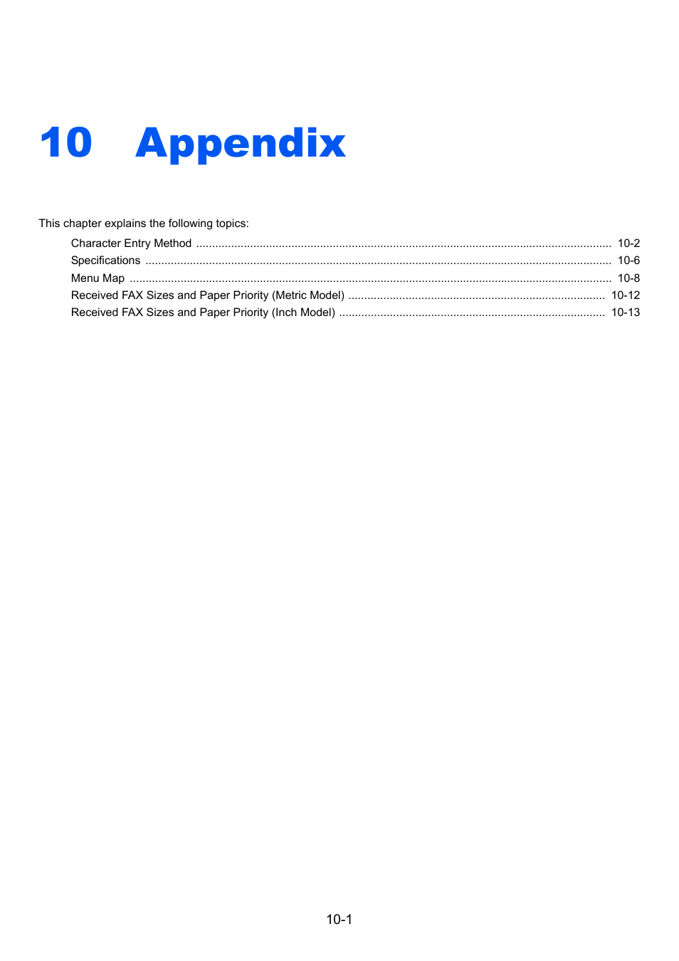 10 appendix, Appendix -1, Appendix | TA Triumph-Adler P-C3065 MFP User Manual | Page 167 / 184