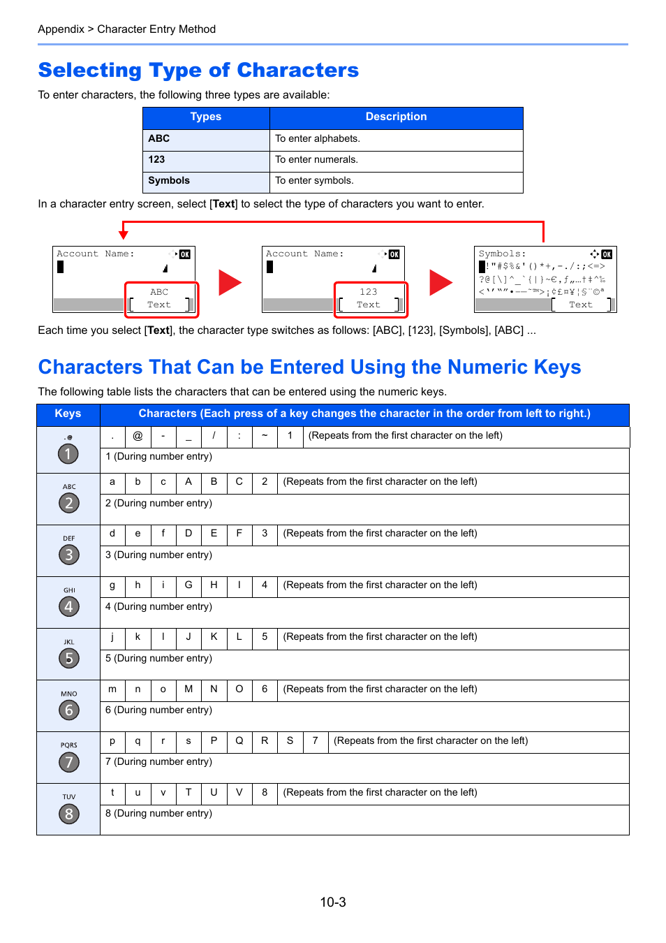 Selecting type of characters | TA Triumph-Adler P-C3065 MFP User Manual | Page 169 / 184