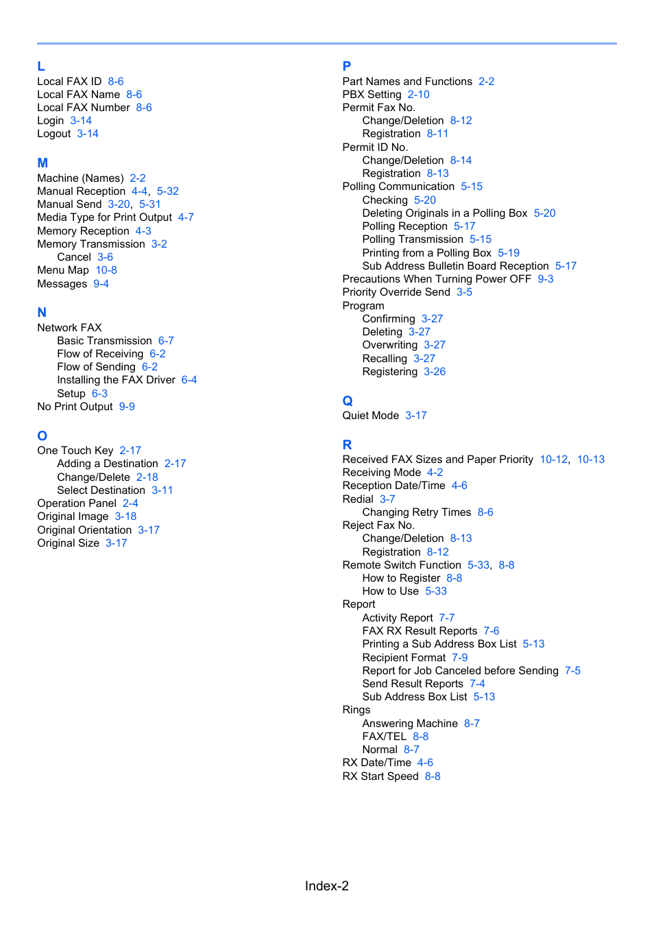 Index-2 l | TA Triumph-Adler P-C3065 MFP User Manual | Page 181 / 184