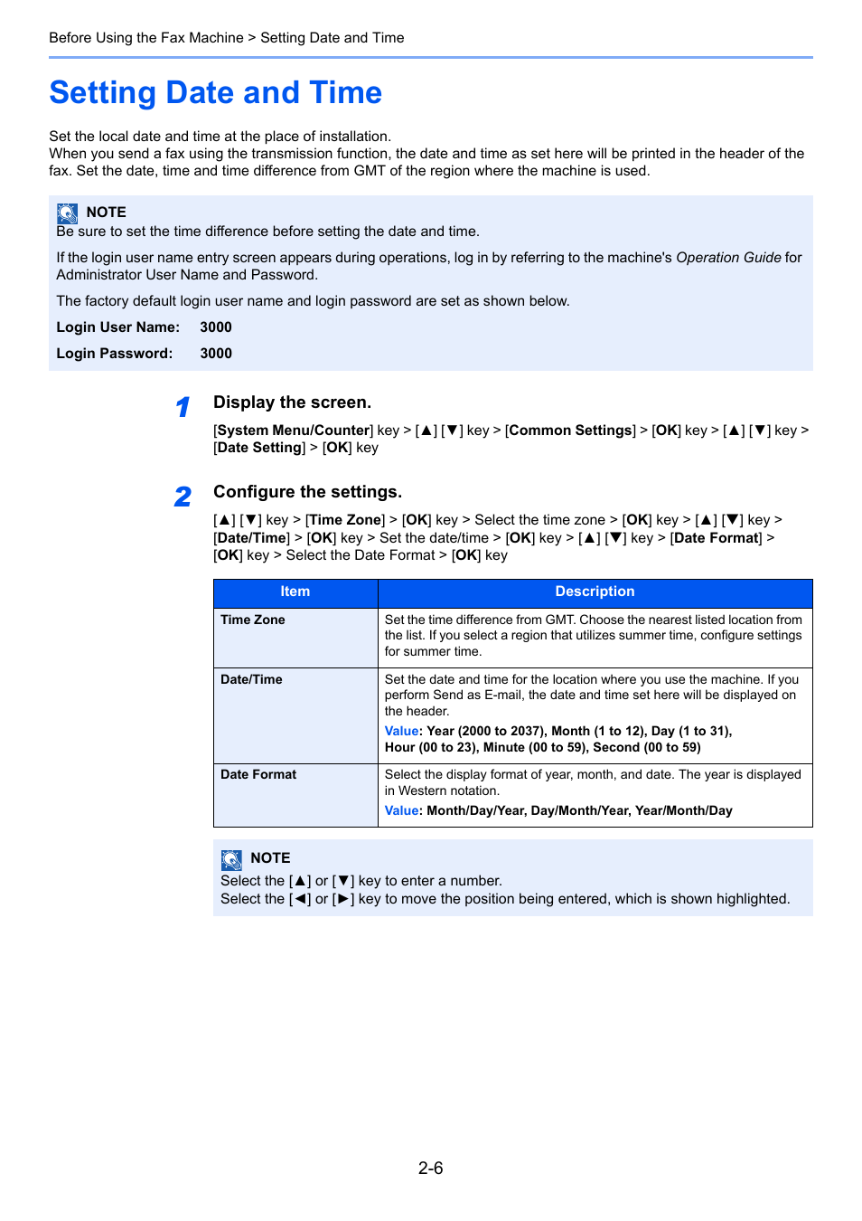 Setting date and time, Setting date and time -6 | TA Triumph-Adler P-C3065 MFP User Manual | Page 19 / 184