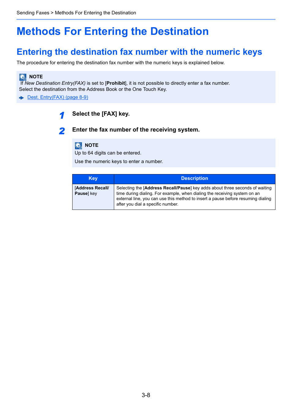 Methods for entering the destination, Methods for entering the destination -8 | TA Triumph-Adler P-C3065 MFP User Manual | Page 39 / 184