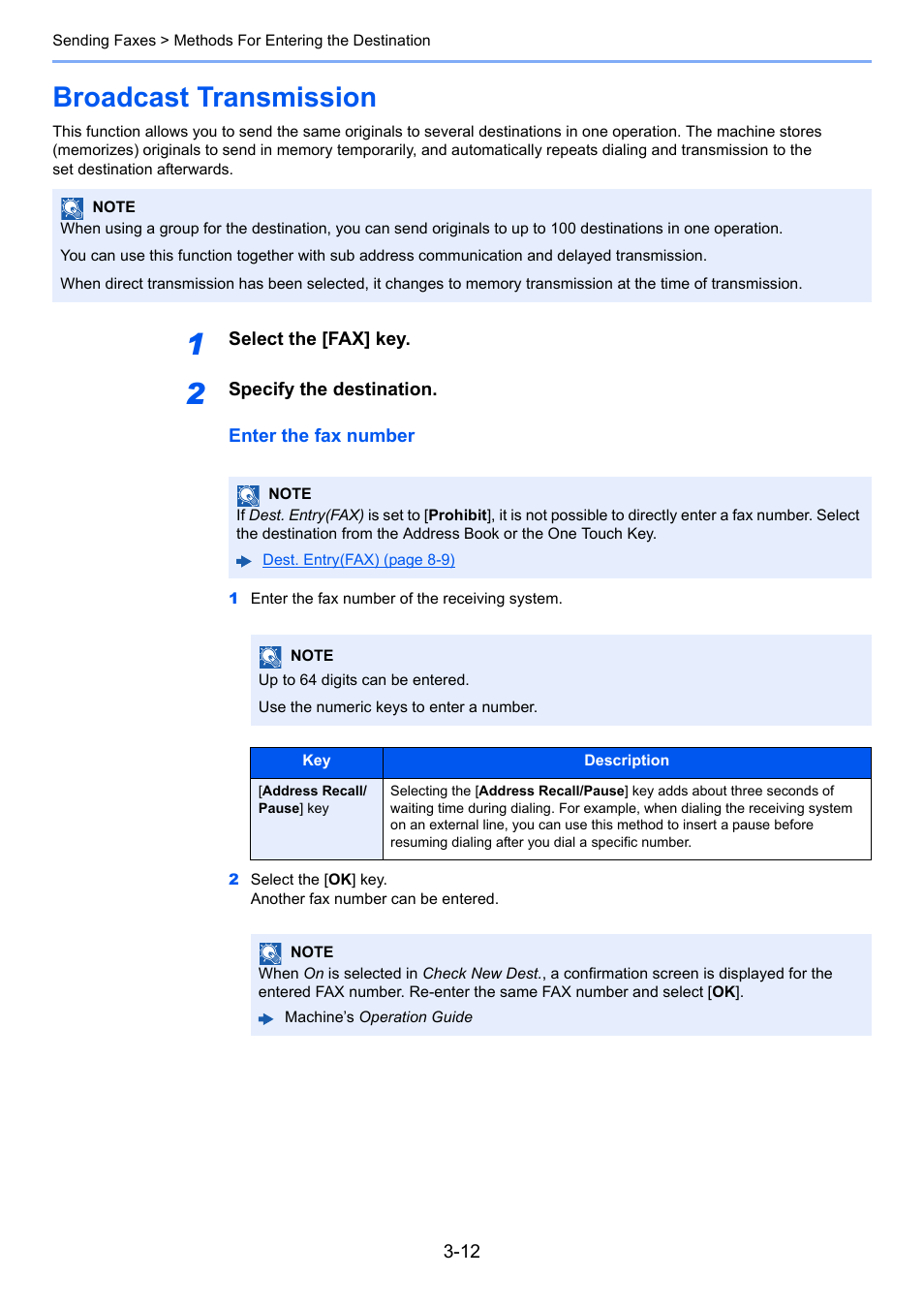 Broadcast transmission, Broadcast transmission -12 | TA Triumph-Adler P-C3065 MFP User Manual | Page 43 / 184