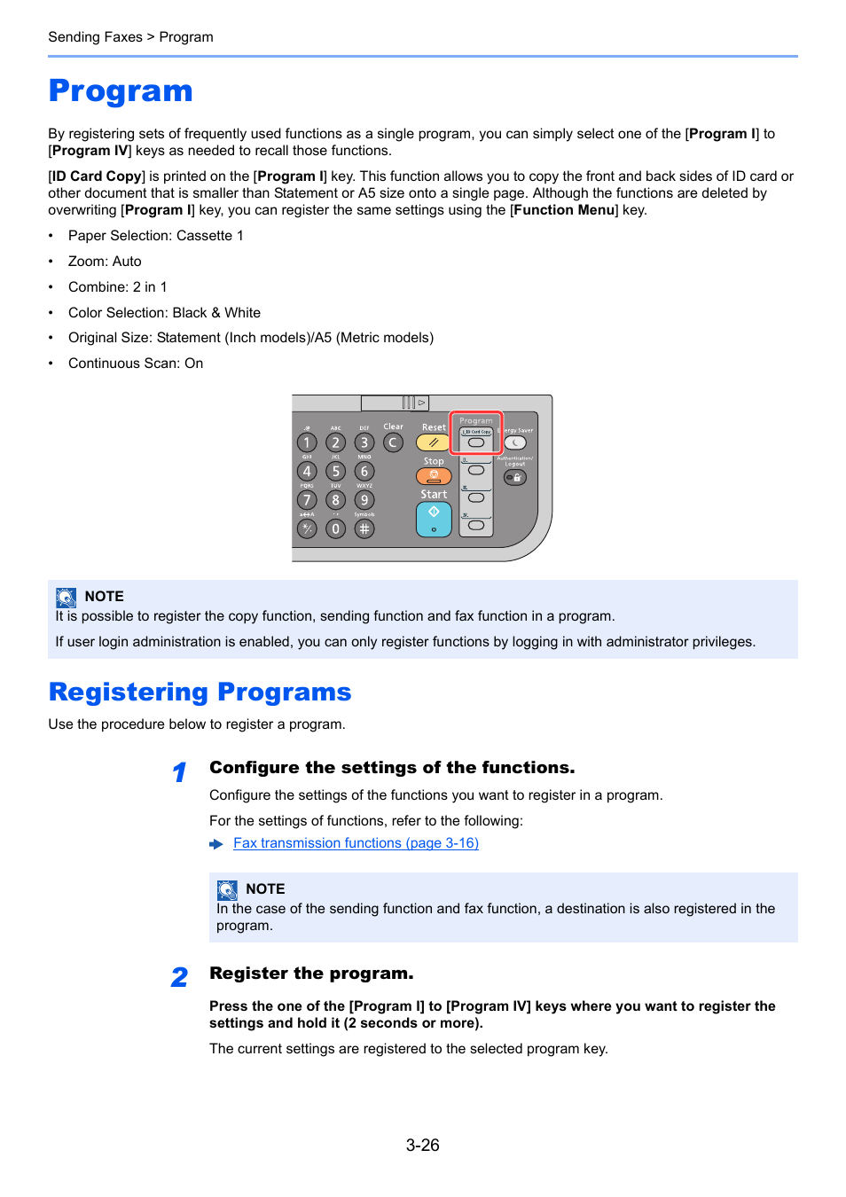 Program, Registering programs, Program -26 | Registering programs -26 | TA Triumph-Adler P-C3065 MFP User Manual | Page 57 / 184