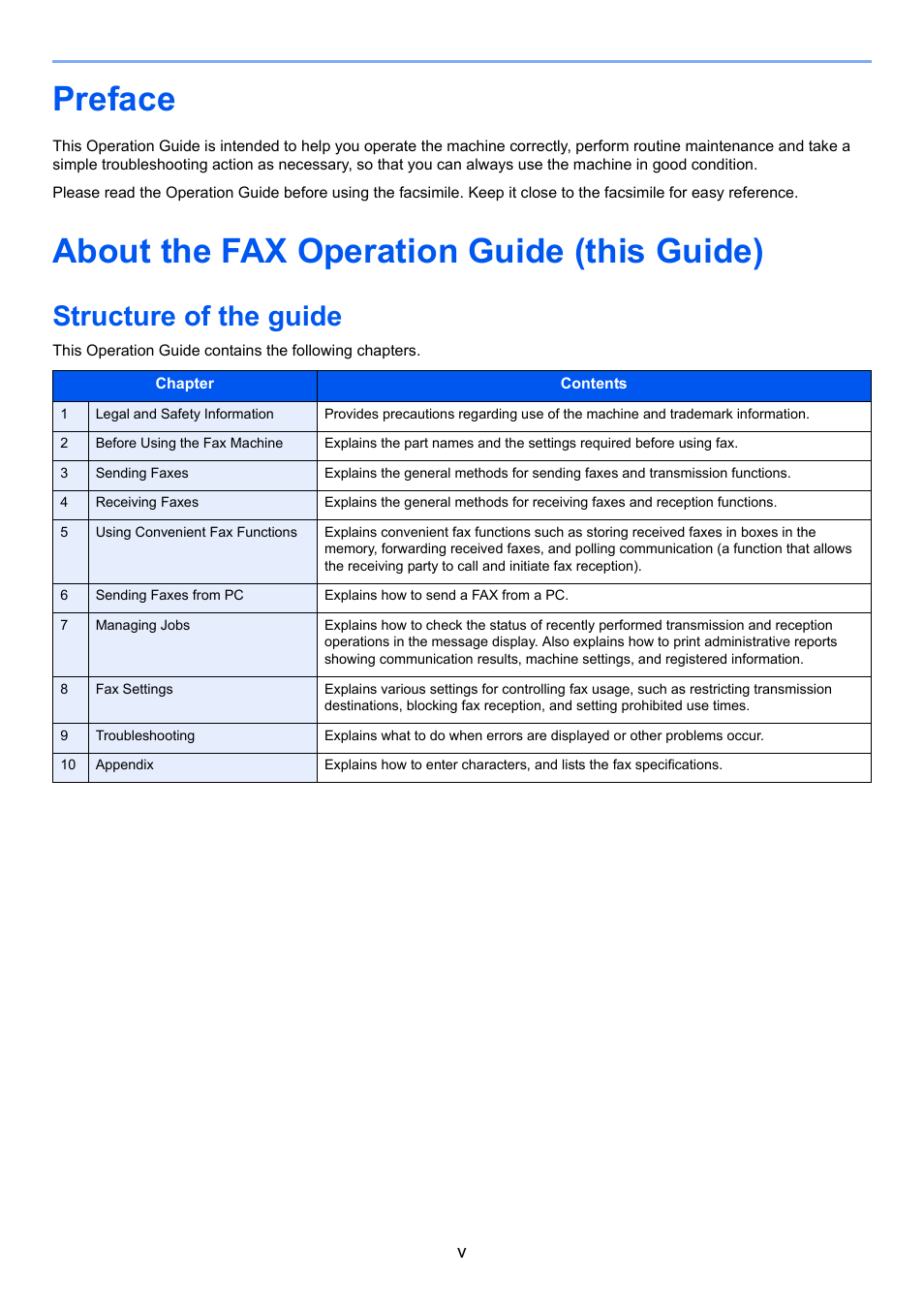 Preface, About the fax operation guide (this guide), Structure of the guide | TA Triumph-Adler P-C3065 MFP User Manual | Page 6 / 184