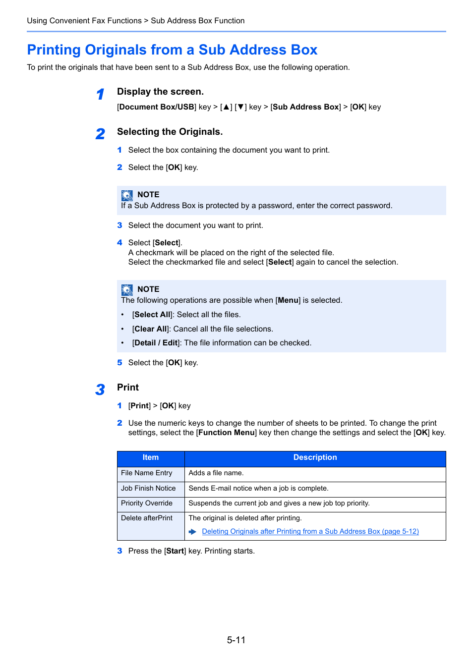 Printing originals from a sub address box, Printing originals from a sub address box -11 | TA Triumph-Adler P-C3065 MFP User Manual | Page 76 / 184