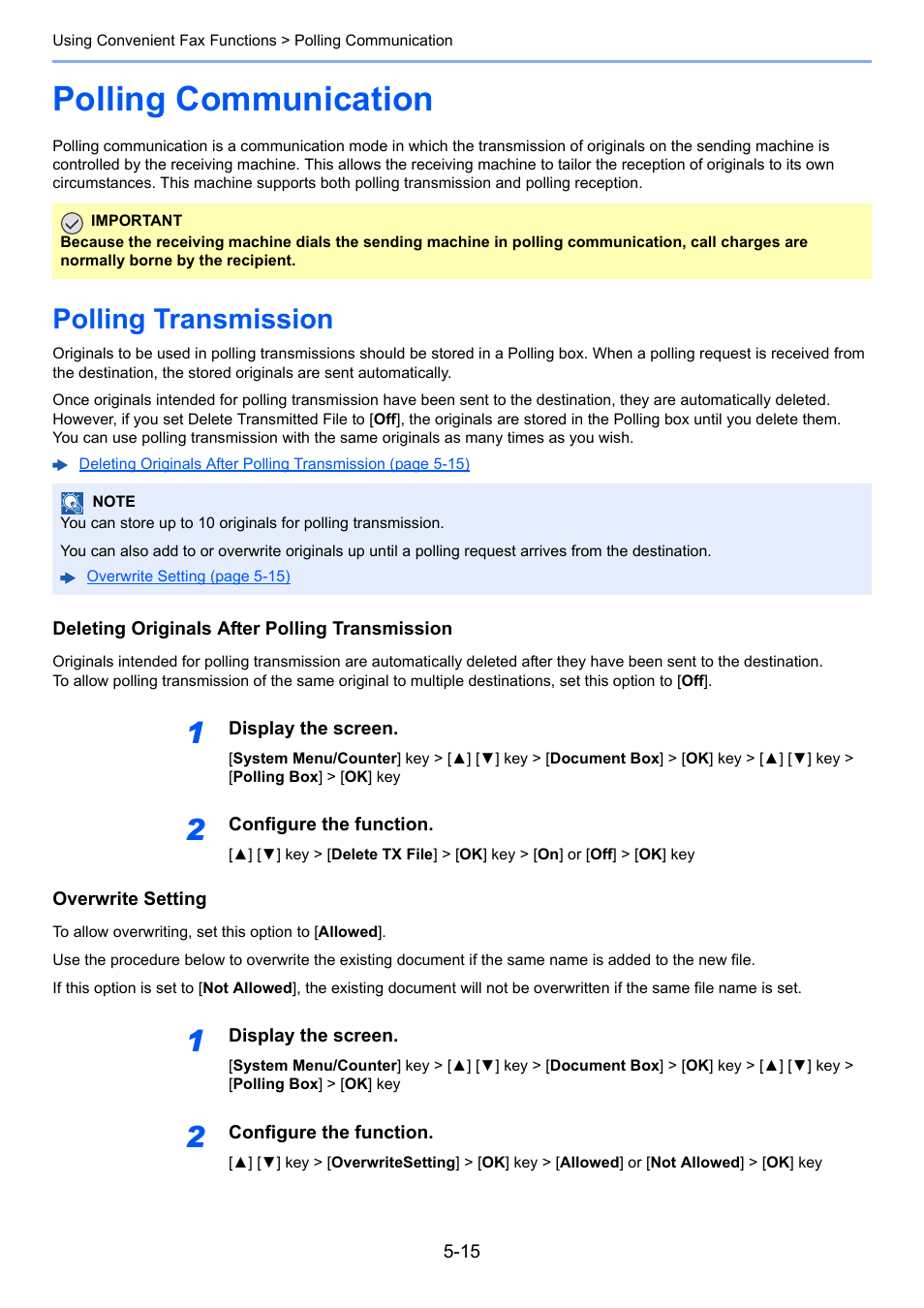 Polling communication, Polling transmission, Polling communication -15 | Polling transmission -15 | TA Triumph-Adler P-C3065 MFP User Manual | Page 80 / 184