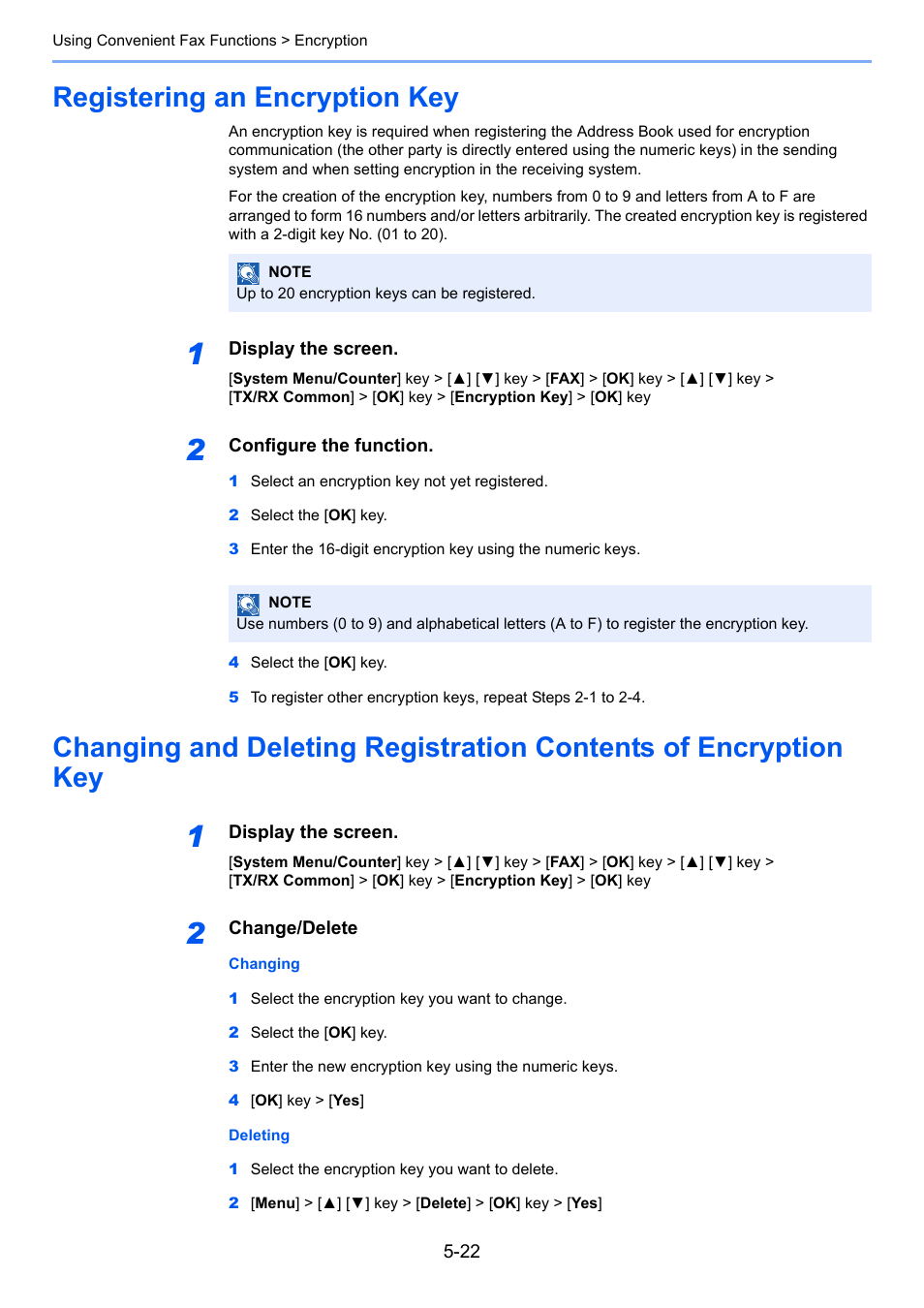 Registering an encryption key | TA Triumph-Adler P-C3065 MFP User Manual | Page 87 / 184