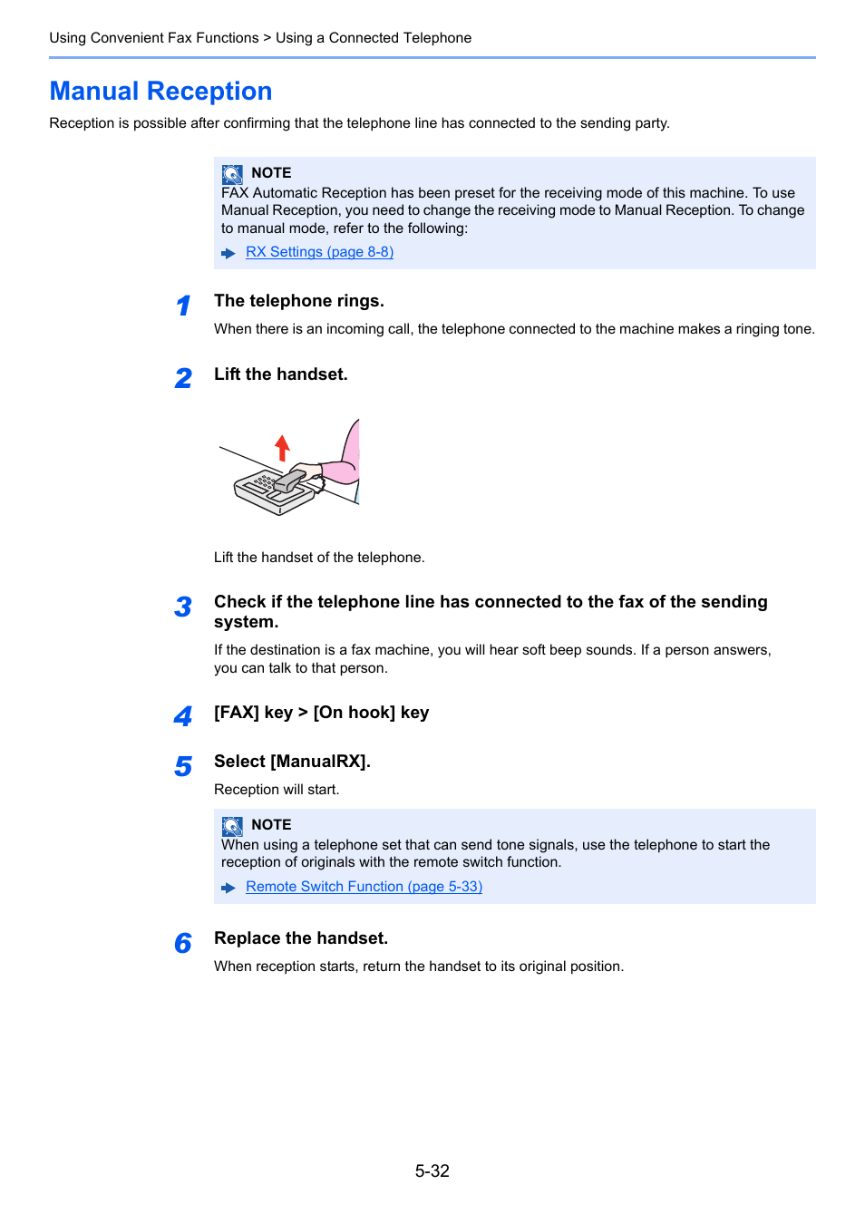 Manual reception, Manual reception -32 | TA Triumph-Adler P-C3065 MFP User Manual | Page 97 / 184