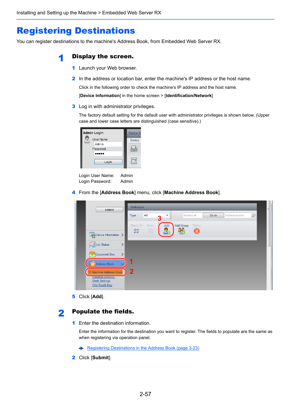 Registering destinations, Registering destinations -57 | TA Triumph-Adler P-C3560i MFP User Manual | Page 104 / 432