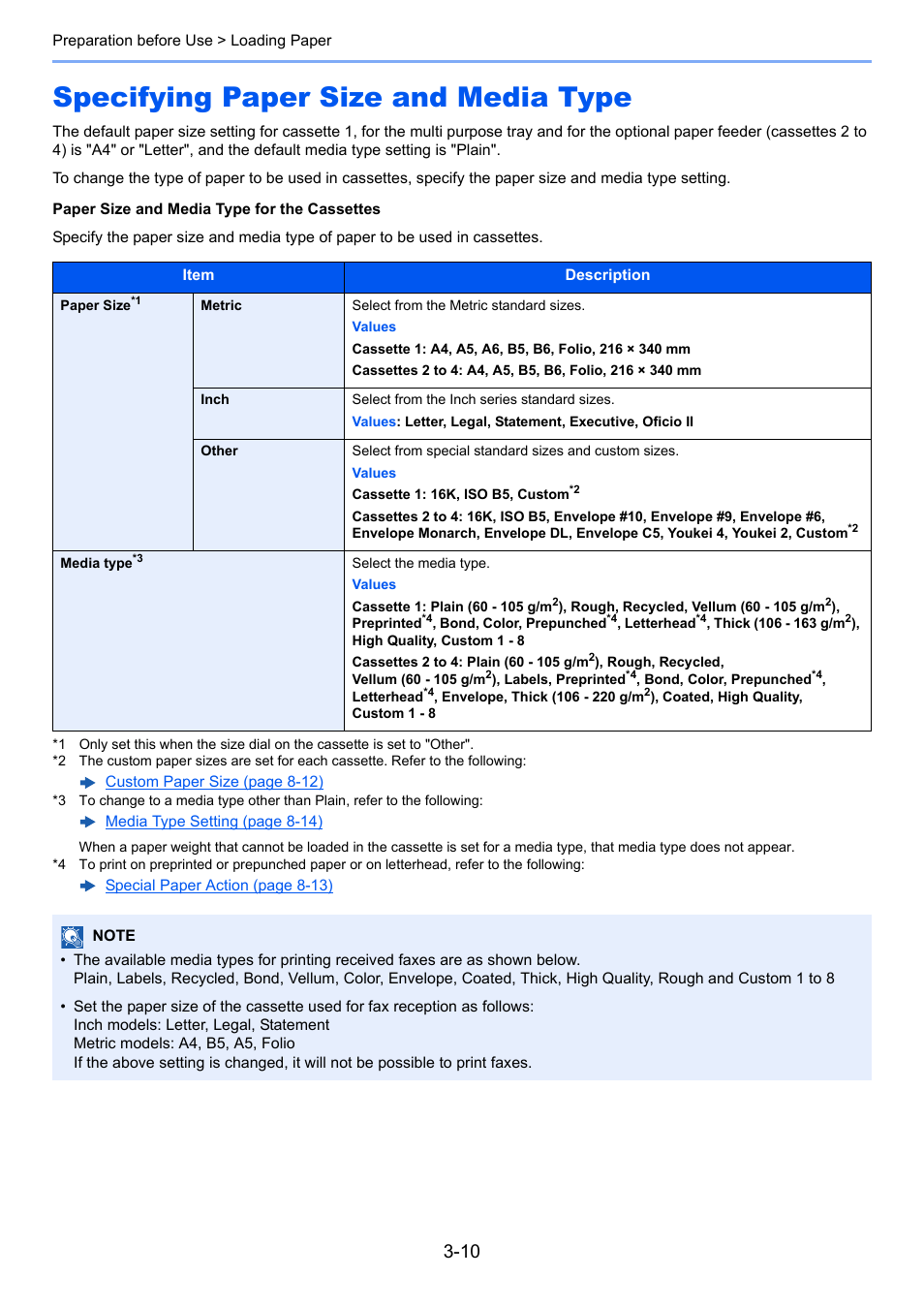 Specifying paper size and media type, Specifying paper size and media type -10 | TA Triumph-Adler P-C3560i MFP User Manual | Page 121 / 432