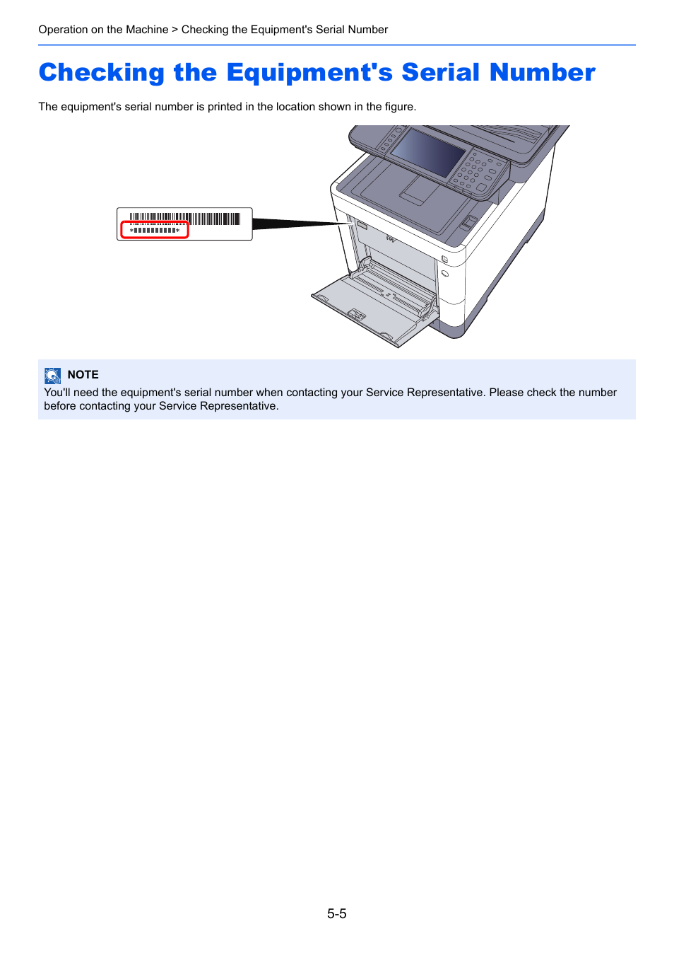 Checking the equipment's serial number, Checking the equipment's serial number -5 | TA Triumph-Adler P-C3560i MFP User Manual | Page 166 / 432