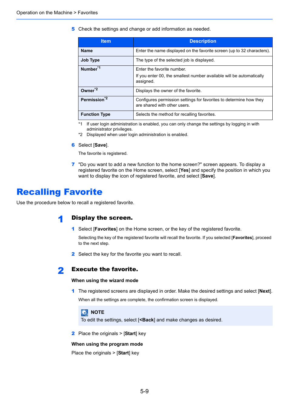 Recalling favorite, Recalling favorite -9, Display the screen | Execute the favorite | TA Triumph-Adler P-C3560i MFP User Manual | Page 170 / 432