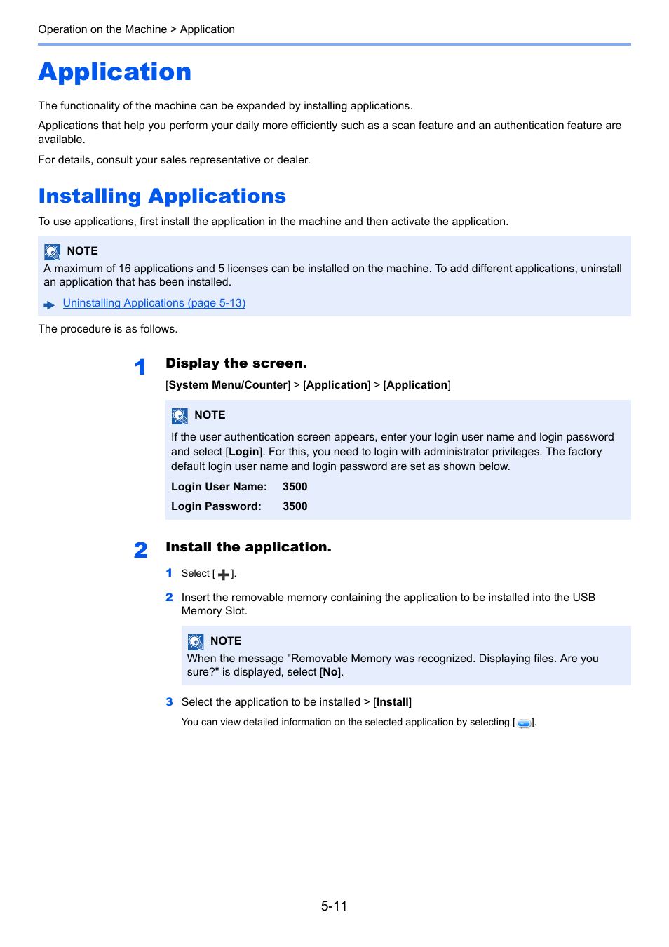 Application, Installing applications, Application -11 | Installing applications -11 | TA Triumph-Adler P-C3560i MFP User Manual | Page 172 / 432