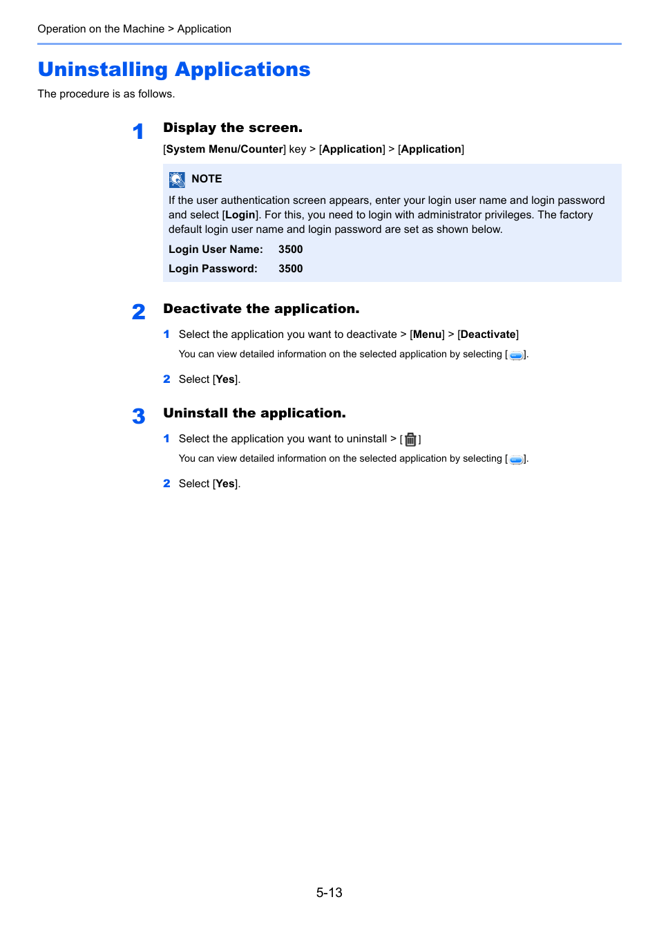 Uninstalling applications, Uninstalling applications -13 | TA Triumph-Adler P-C3560i MFP User Manual | Page 174 / 432