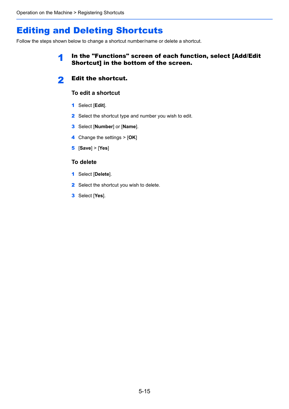 Editing and deleting shortcuts, Editing and deleting shortcuts -15 | TA Triumph-Adler P-C3560i MFP User Manual | Page 176 / 432