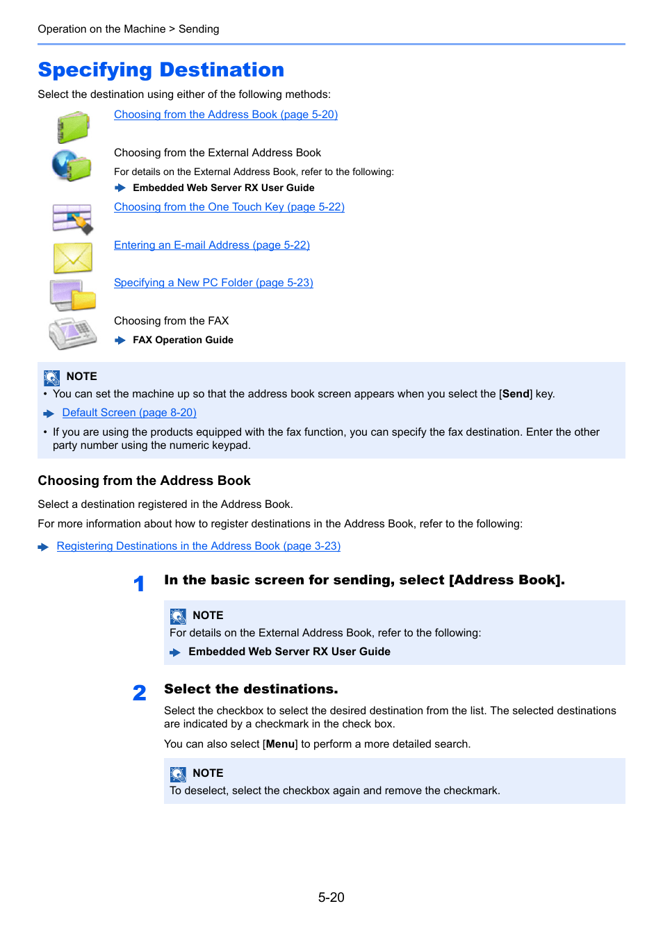 Specifying destination, Specifying destination -20 | TA Triumph-Adler P-C3560i MFP User Manual | Page 181 / 432