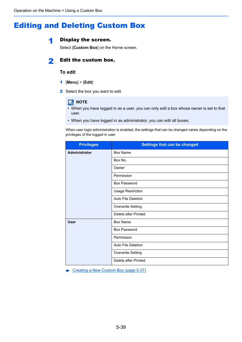 Editing and deleting custom box, Editing and deleting custom box -39 | TA Triumph-Adler P-C3560i MFP User Manual | Page 200 / 432