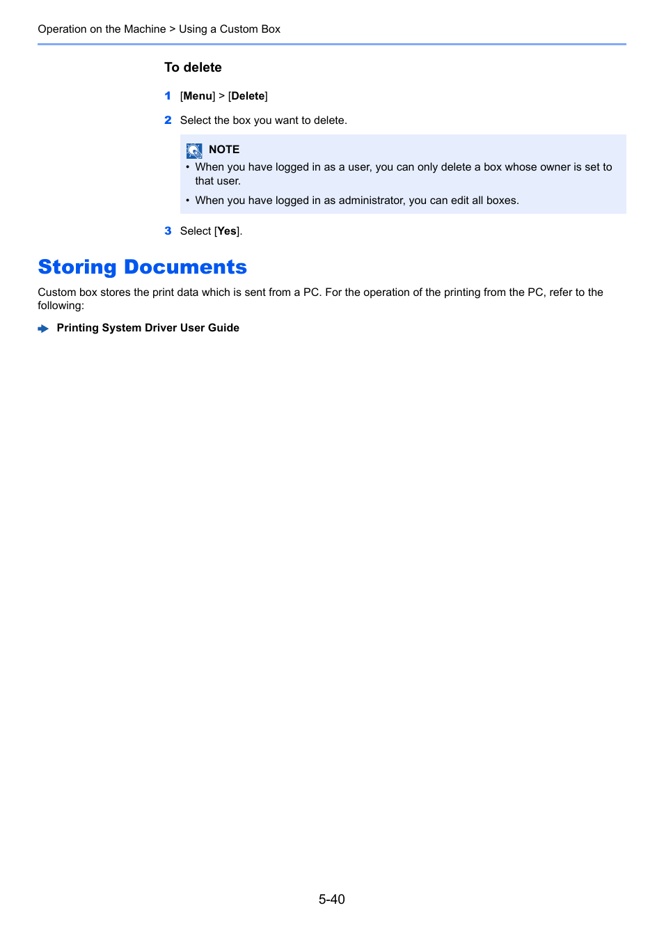 Storing documents, Storing documents -40 | TA Triumph-Adler P-C3560i MFP User Manual | Page 201 / 432