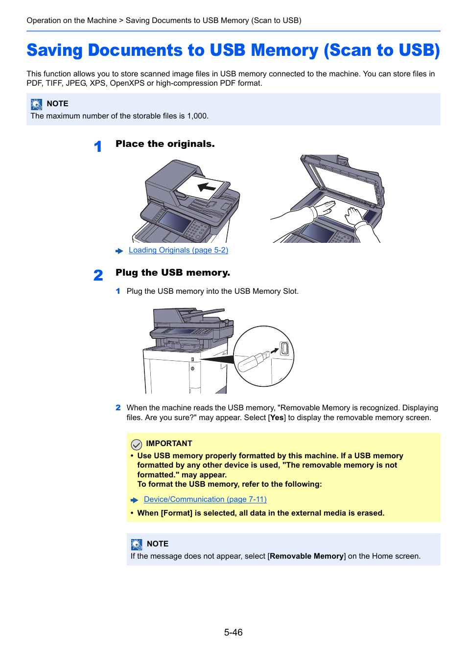 Saving documents to usb memory (scan to usb), Saving documents to usb memory (scan to usb) -46 | TA Triumph-Adler P-C3560i MFP User Manual | Page 207 / 432