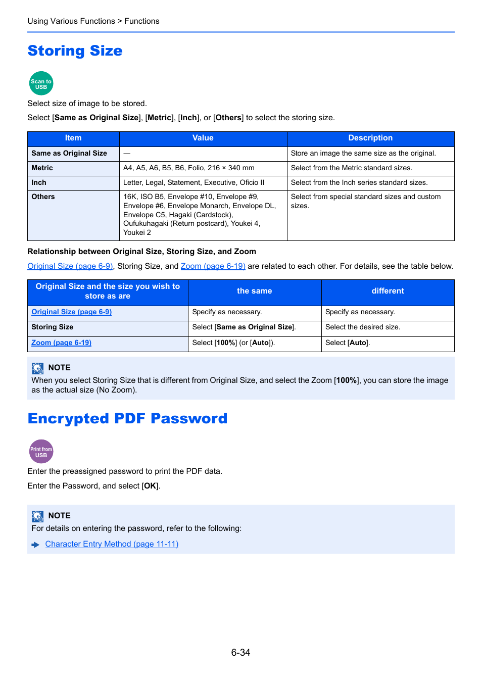 Storing size, Encrypted pdf password, Storing size -34 encrypted pdf password -34 | Pdf password, Ing size, Select size of image to be stored | TA Triumph-Adler P-C3560i MFP User Manual | Page 244 / 432