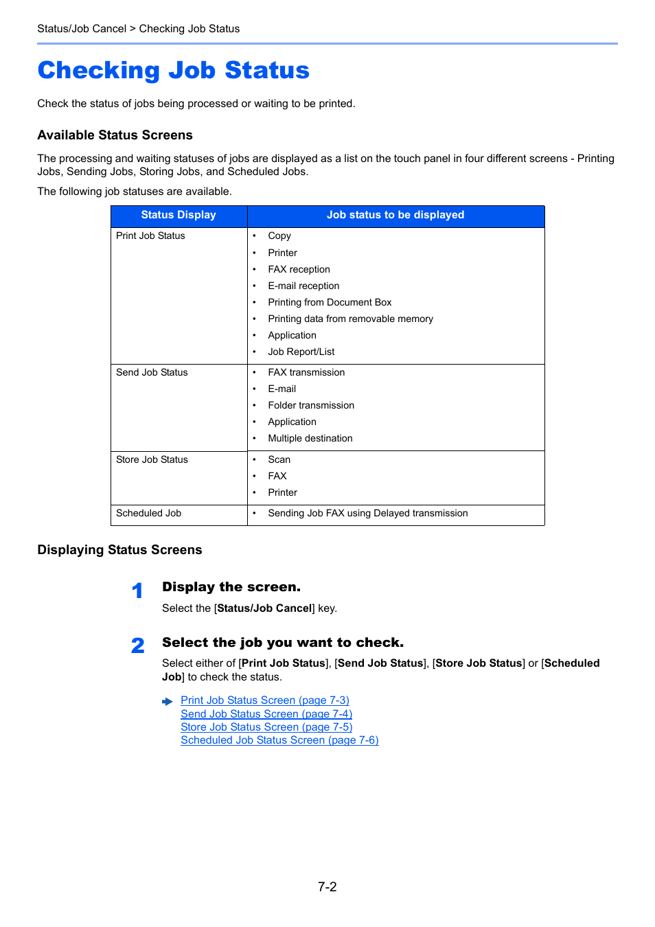 Checking job status, Checking job status -2 | TA Triumph-Adler P-C3560i MFP User Manual | Page 247 / 432