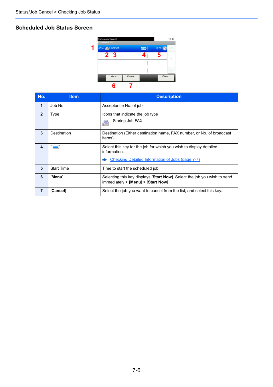 Scheduled job status screen | TA Triumph-Adler P-C3560i MFP User Manual | Page 251 / 432