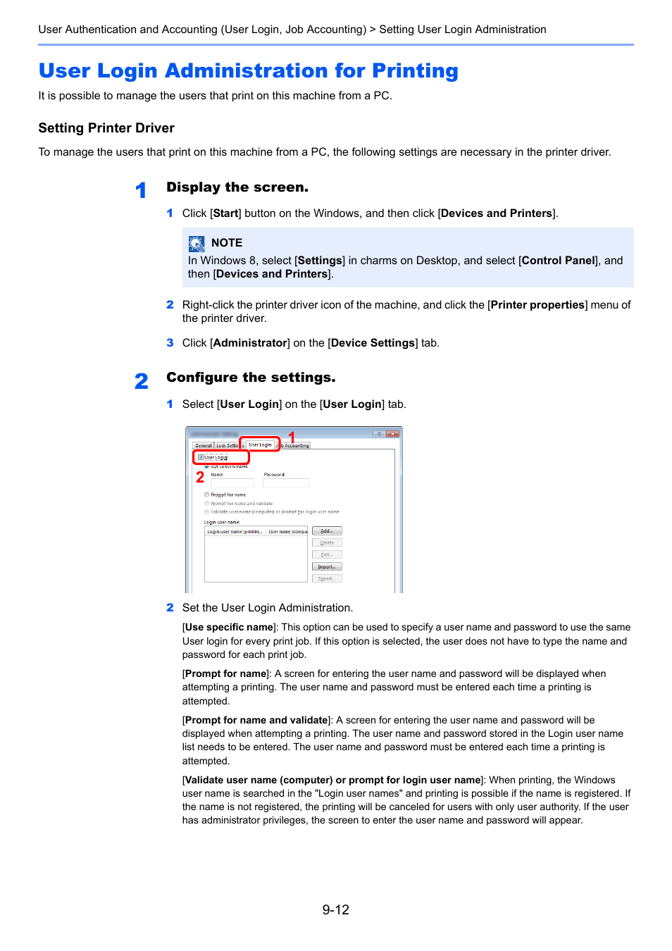 User login administration for printing, User login administration for printing -12 | TA Triumph-Adler P-C3560i MFP User Manual | Page 309 / 432