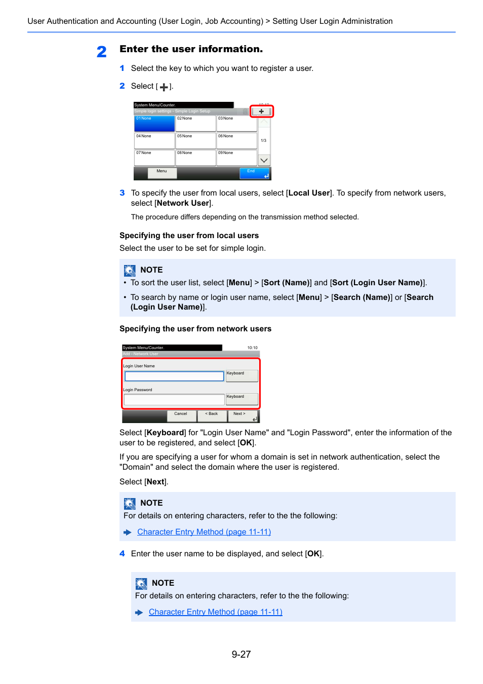 Enter the user information | TA Triumph-Adler P-C3560i MFP User Manual | Page 324 / 432