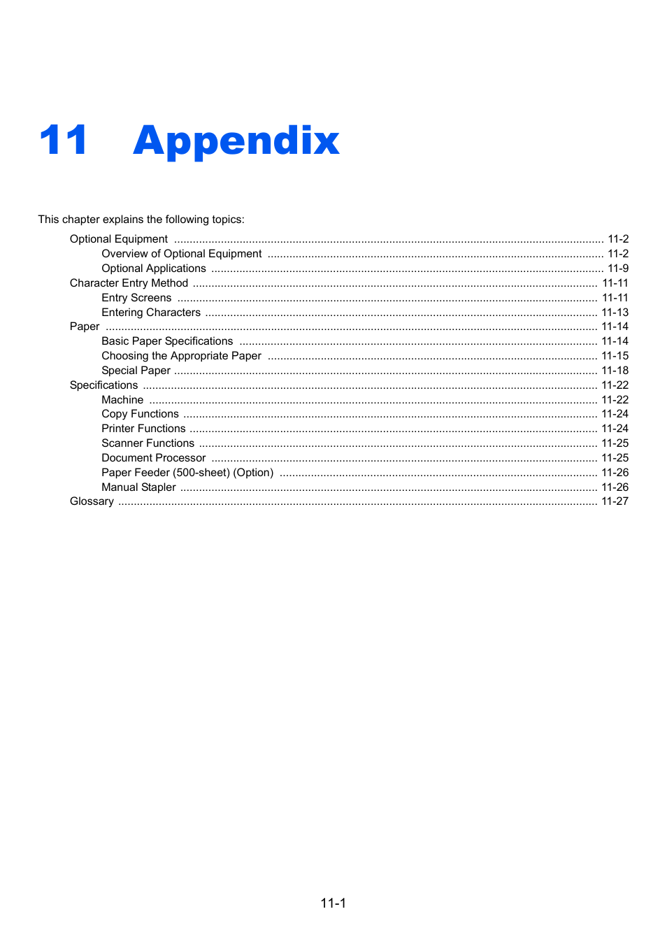 11 appendix, Appendix -1, Appendix | TA Triumph-Adler P-C3560i MFP User Manual | Page 393 / 432